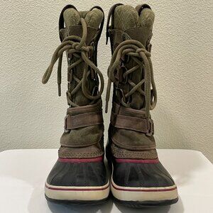 SOREL "Joan of Arctic Premium" Waterproof Boot Olive/Black/Multi Women Size 7.5